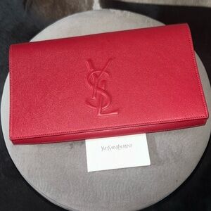 Large leather Saint Laurent | YSL red evening clutch belle de jour
